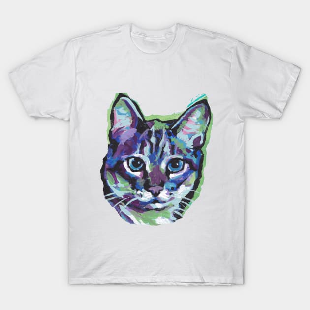 Tabby Cat Bright colorful pop kitty art T-Shirt by bentnotbroken11